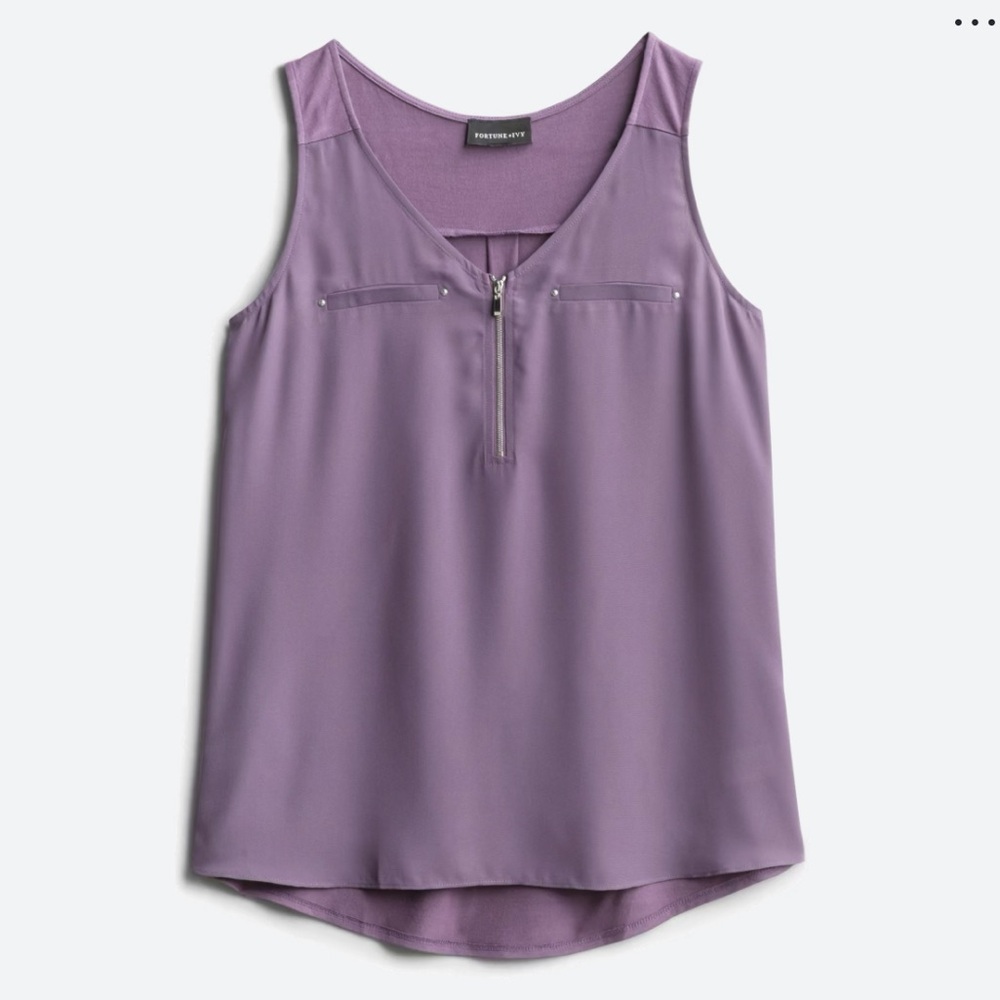 Stitch Fix - Fortune & Ivy- Lighton Zip Bouse